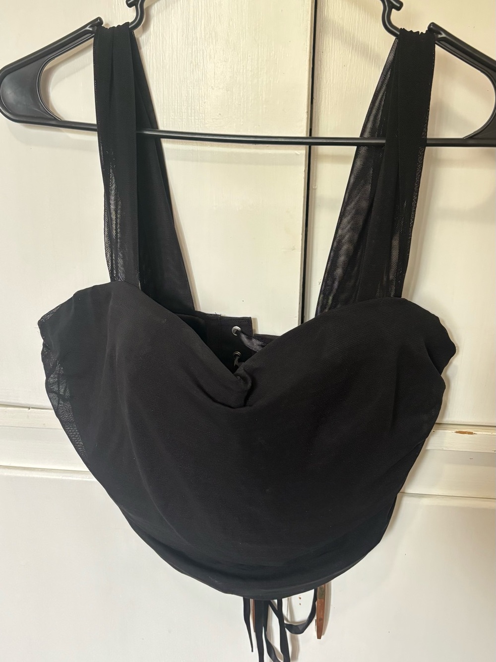 SHEIN Black Lace-Up Sweetheart Bustier Top